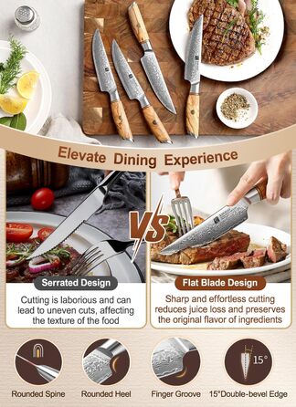 Набор из 4 ножей для стейка из дамасской стали 13 см XINZUO