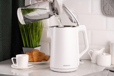 ARDESTO Електрочайник EKL-X50/1.5 л/2200 Вт/подвійні стінки/Strix контроль/білий