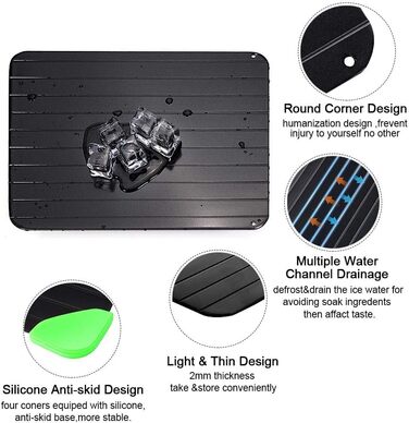 Дошка для розморожування продуктів 23 х 16,7 см, чорний Lrocotanc