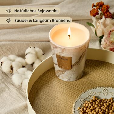 Велика ароматична свічка M&SENSE Чорні ароматичні свічки у склянці Ароматизована свічка з натурального соєвого воску Розслаблююча ароматерапія Подарунок для жінок та чоловіків, Різдво Час горіння 75 годин та 2 ґноти (Black Air, 400 г)