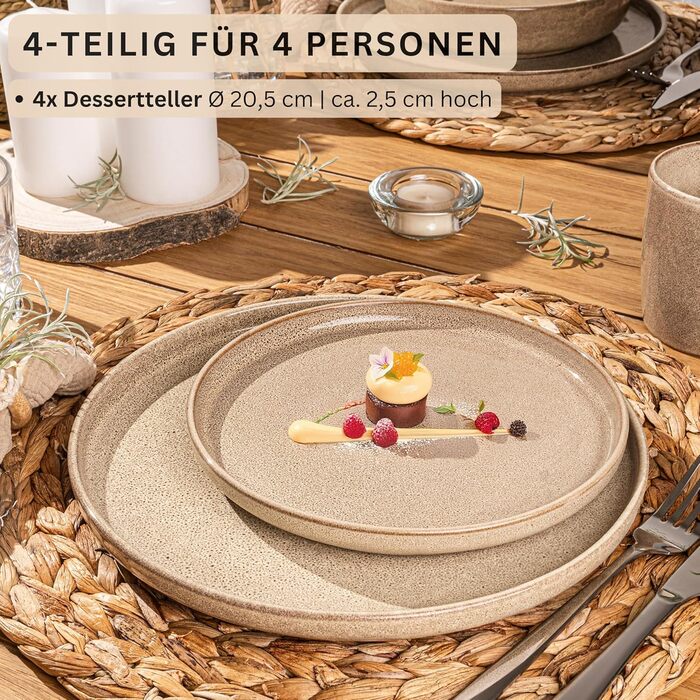 СНІДЕР Комбінований сервіз на 6 персон, набір тарілок кавовий кухоль макаронна миска 30 шт. , набір посуду з керамограніту посудомийна машина - мікрохвильова піч - стійкий до подряпин, набір посуду з керамограніту КОЛЕКЦІЯ ЦІННОСТЕЙ (Каїр Мокко, десертна 