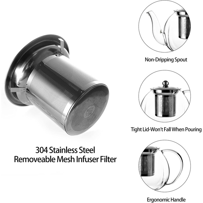 Чайник 1 л зі змінним ситечком з нержавіючої сталі Vzaahu