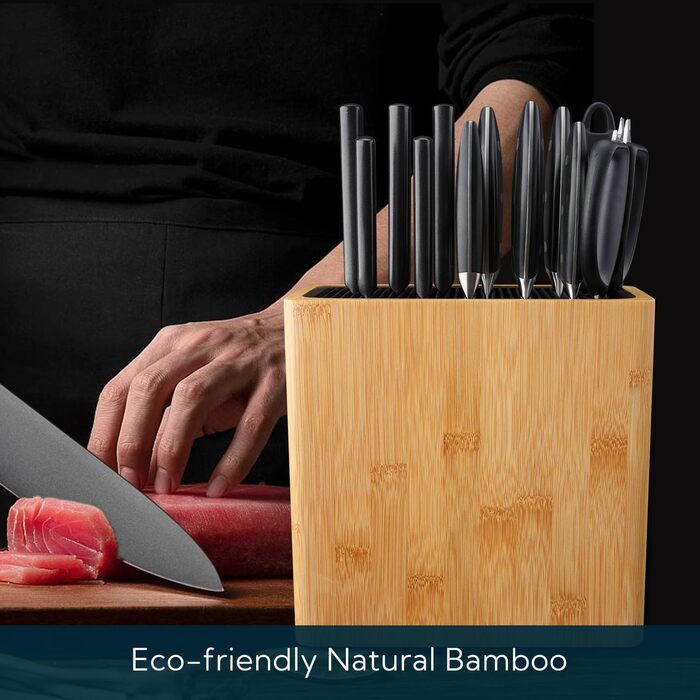 Универсальный блок для ножей XL с прорезями для ножниц и точильного стержня KITCHENDAO