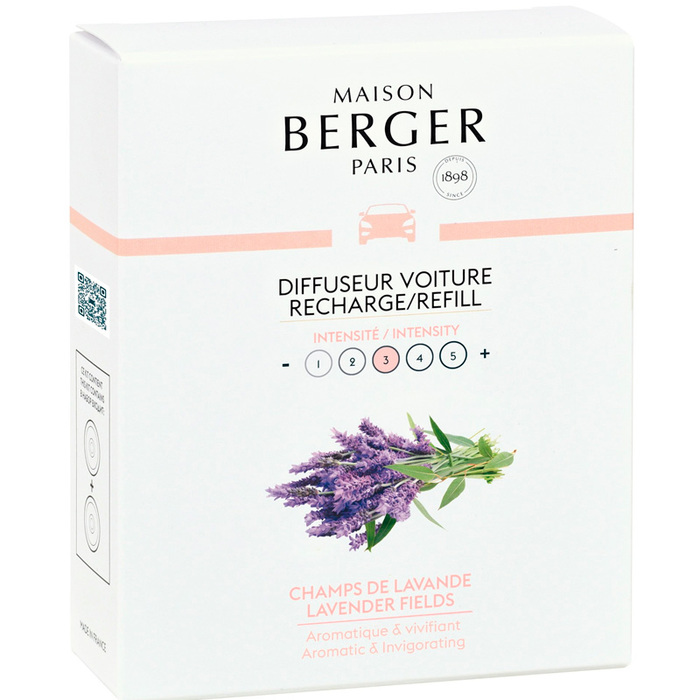 Картридж для дифузора для автомобіля Maison Berger Paris з ароматом LAVENDER FIELDS, 2 шт.