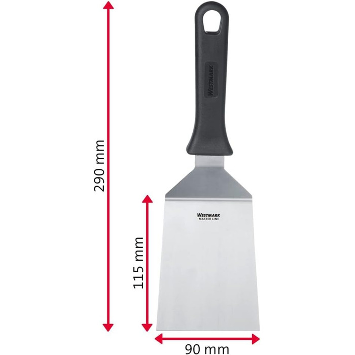 Профессиональных токаря/шпателя для гриля (угловые, жесткие) с перфорированным и закрытым лезвием, нержавеющая сталь/пластик, Master Line, черный/серебристый, 134422E6, 29 см (закрытый, 2 шт.), 2 шт., 2