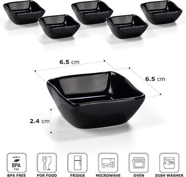 Миски для соусу з порцеляни 6 шт чорний Urban Lifestyle