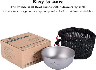 Безмежна подорож 250 мл 350 мл Титанова чаша з подвійними стінками Каструля Фруктово-овочева обідня миска для дому Кемпінг на свіжому повітрі Піші походи Пікнік (1 шт. 250 мл)