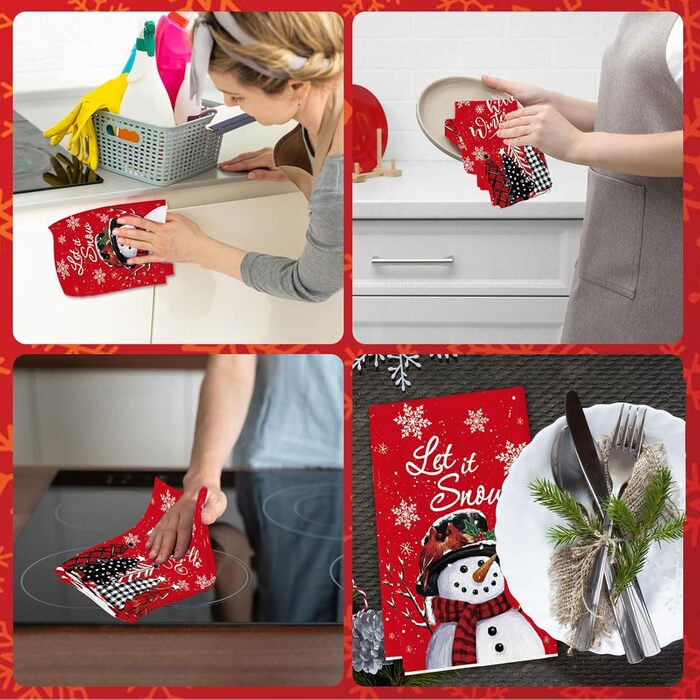 Набір з 2 різдвяних кухонний рушників 43 x 66 см, червоний YUNHENTONG