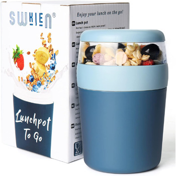 Стаканчик для пластівців 750 мл зі складаною ложкою, синій Swkien