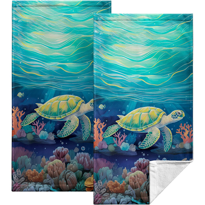 Різдвяні кухонні рушники Kwlegh, рушник для рук, різдвяна ялинка, цукерка-тростина, сніжинка, рушник для пальців, набір з 2 шт. , милий чоловічий банний рушник, високопоглинаючі рушники, 36 x (зелена морська черепаха)