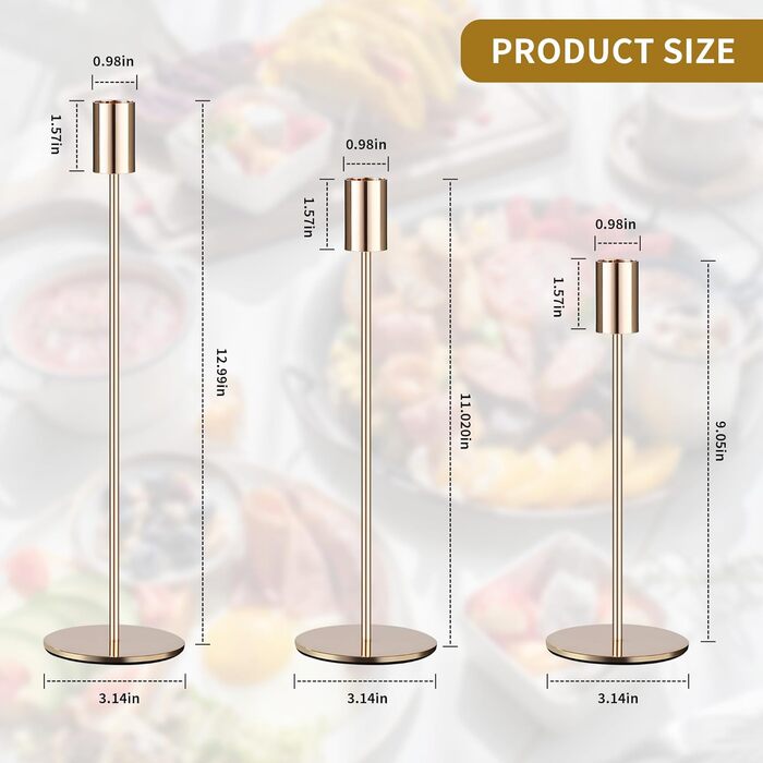 Набір із 6 свічників, канделябри-свічки 33/28/23 см, високі свічники, декоративні вінтажні металеві свічники для святкування днів народження, річниць, весіль, декору дому (чорний) Чорний 6 шт. (золотий 6 шт. )