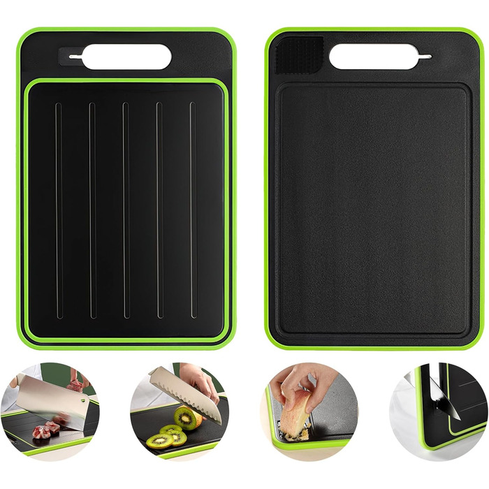Доска для размораживания и нарезки 31 x 21 см, черный/зеленый UptVin