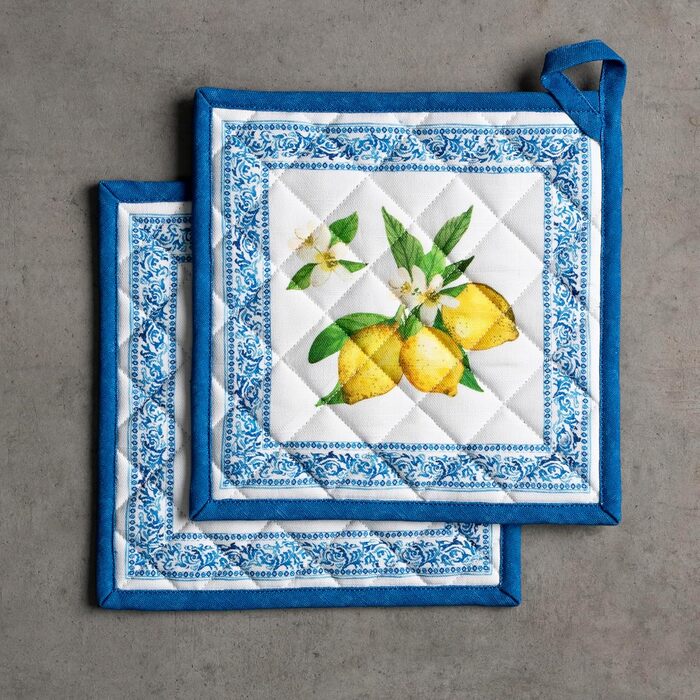 Рукавички для духовки Maison d&39 Hermine, підставки для каструль, 100 бавовна, термостійкі кухонні рукавички, рукавички для духовки (19 см x 33 см) та підставки для каструль (20 см x 20 см) для приготування їжі, Morzine - рукавички для духовки на День по