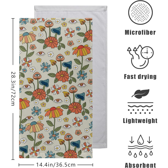 Різдвяні кухонні рушники Kwlegh, рушник для рук, різдвяна ялинка, цукерка-тростина, сніжинка, рушник для пальців, набір з 2 шт. , милий чоловічий банний рушник, високопоглинаючі рушники, 36 x (квіти грибів)