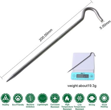 Кілочки з титанового сплаву Легкі стовпи для намету Кемпінгові кілочки для намету Портативний намет для ліктя Трав'яний намет Обладнання для намету для кемпінгу на відкритому повітрі 15 шт. /лот Ti4003P (6 шт. /лот Ti4004P 20 см (потовщення))