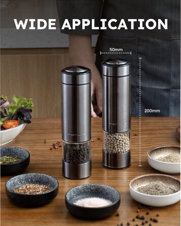 Млин для солі та перцю електричний з підзарядкою від USB, набір 2 предмети, металік FORLIM