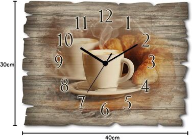 Настінний декор настінний годинник без цокання з дерева радіогодинник безшумний прямокутний 40x30 см їжа бакалія спеції трави лимон чилі вінтажний сільський U1RK трави (капучино, радіогодинник)