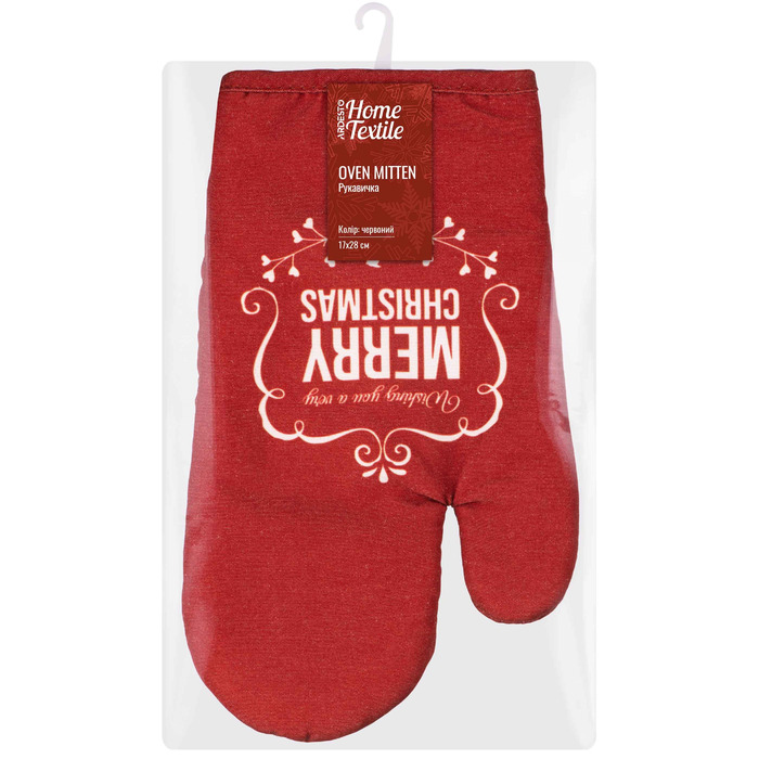 Рукавичка Ardesto Christmas Happy Holidays 17х28см, 90% поліестер, 10% бавовна, червоний