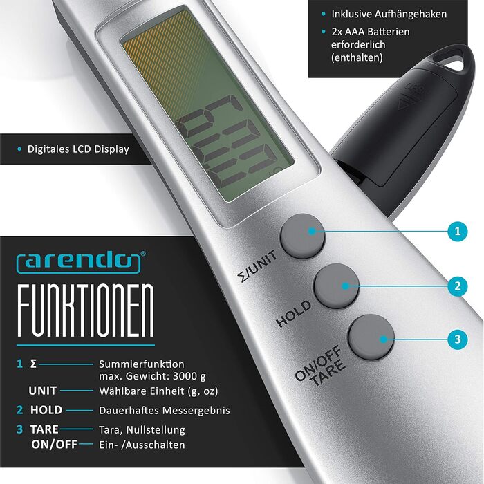 Электронная мерная ложка до 300 г Arendo