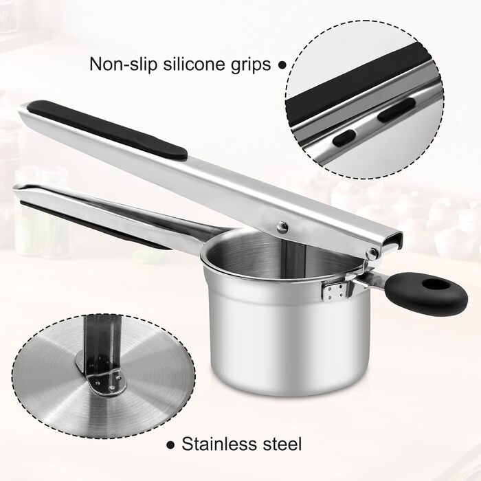 Прес для картоплі з 3 змінними ріжучими пластинами, сріблястий BSDLZCH