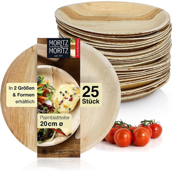 Набір тарілок з пальмового листя, круглі, 25 предметів Moritz & Moritz