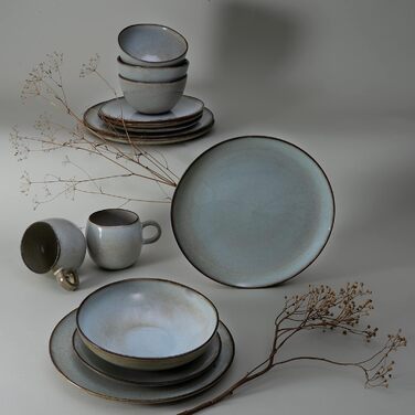 Набір посуду на 2 персони, 8 предметів, сіро-зелений Stone Creatable