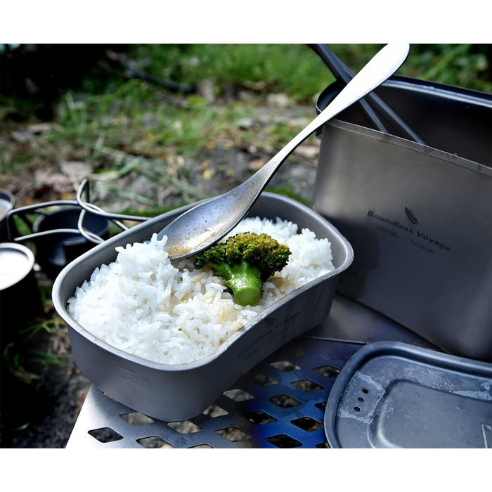 Титановий посуд для кемпінгу 600 та 1500 мл iBasingo