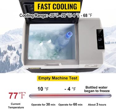 Автомобільний холодильник VEVOR 35L, компресорний холодильник, коробка-холодильник з нержавіючої сталі, ізольована коробка для свят, міні-холодильник, автомобільний холодильник з розеткою 35L (30L)