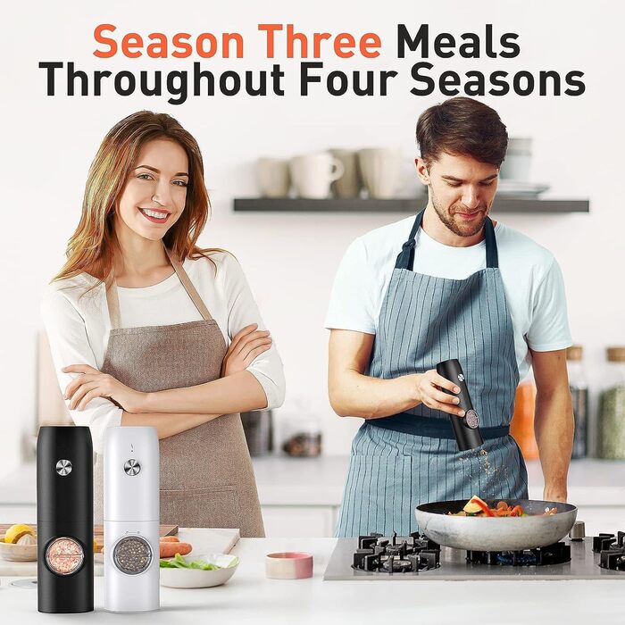 Млин для солі та перцю електричний, набір 2 предмети, чорний/білий JOERRES