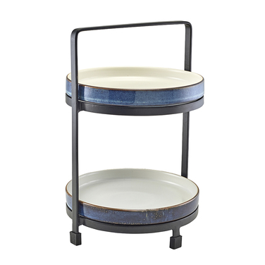 Тарелка презентационная с бортиком двухцветная 20.5*2.9 см, Terra Porcelain Aqua Blue, GenWare