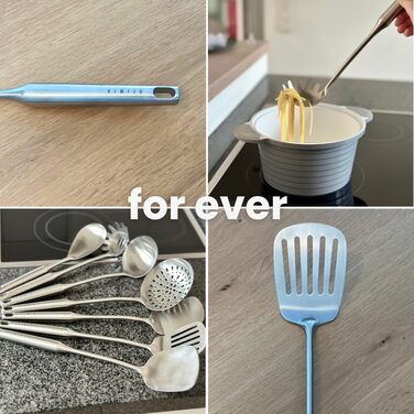 Набір кухонного начиння KIMIJO з 7 предметів з нержавіючої сталі - Високоякісне кухонне начиння для воку та кухні - Ложка для сервірування, шумівка, лопатка, ложка для перевертання риби, ополоник, ложка для спагетті та ложка для перевертання воку