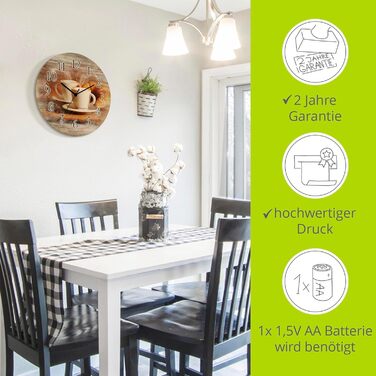 Настінний годинник, безшумний круглий 30 см ARTLAND