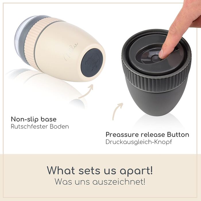 Стаканчик для пластівців Milu на винос 400 мл з назвою MsliMax для йогурту герметичний стаканчик з ложкою (бежевий, нержавіюча сталь)