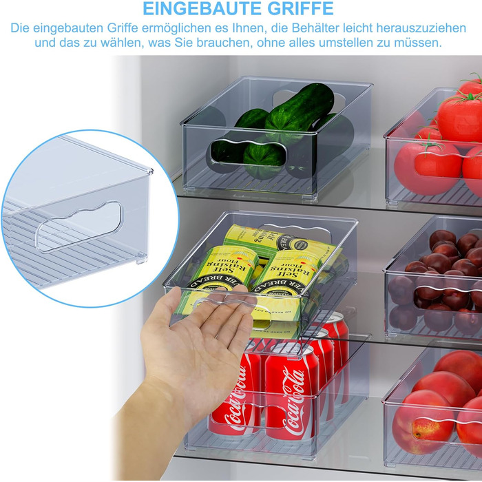 Набір холодильника-органайзера 9 упаковок (3 розміри) Холодильник-органайзер, кухонний органайзер для комори, морозильної камери, шафи, ящика, офісу (3 розміри-9 упаковок-синьо-сірий)