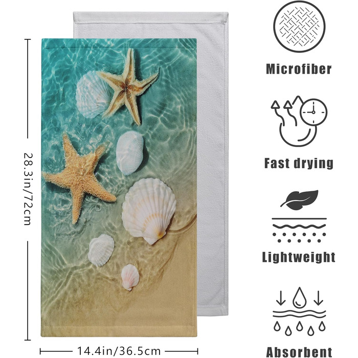 Різдвяні кухонні рушники Kwlegh, рушник для рук, різдвяна ялинка, цукерка-тростина, сніжинка, рушник для пальців, набір з 2 шт. , милий чоловічий рушник для ванни, високопоглинаючі рушники, 36 x (мушлі морських зірок)