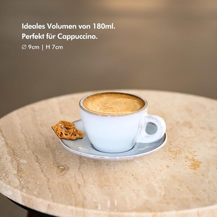 Чашки для капучино 180 мл с блюдцами, набор 4 предмета, темно-синие KIVY