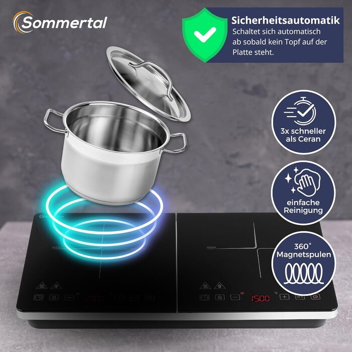 Індукційна варильна поверхня на 2 конфорки 3500 Вт Sommertal