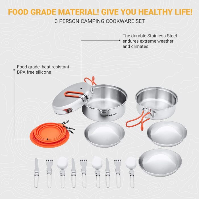 Сверхлегкий набор кастрюль для кемпинга для походной плиты (3-4 человека) Vialex