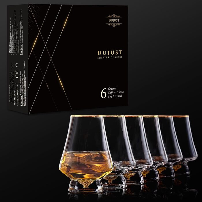 Набір із 6 келихів для віскі 235 мл із золотими обідками DUJUST