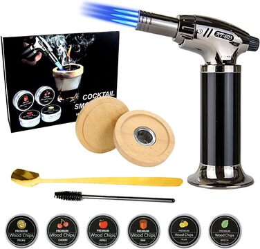 Набір для куріння коктейлів, набір для куріння віскі MKNZOME з 4 копченими коктейльними коптильнями, тирсою, подарунком на День батька, аксесуарами для коктейлів, для димних коктейлів, вина, напоїв, бурбону, кави, м&39яса (A08)