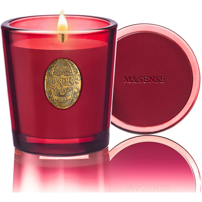 Ароматна свічка M&SENSE Лісова кабіна, ароматичні свічки у склянці, натуральна соєва свічка, час горіння 55 годин, подарункові свічки для жінок та чоловіків, подарункова свічка (дика троянда, 260 г)