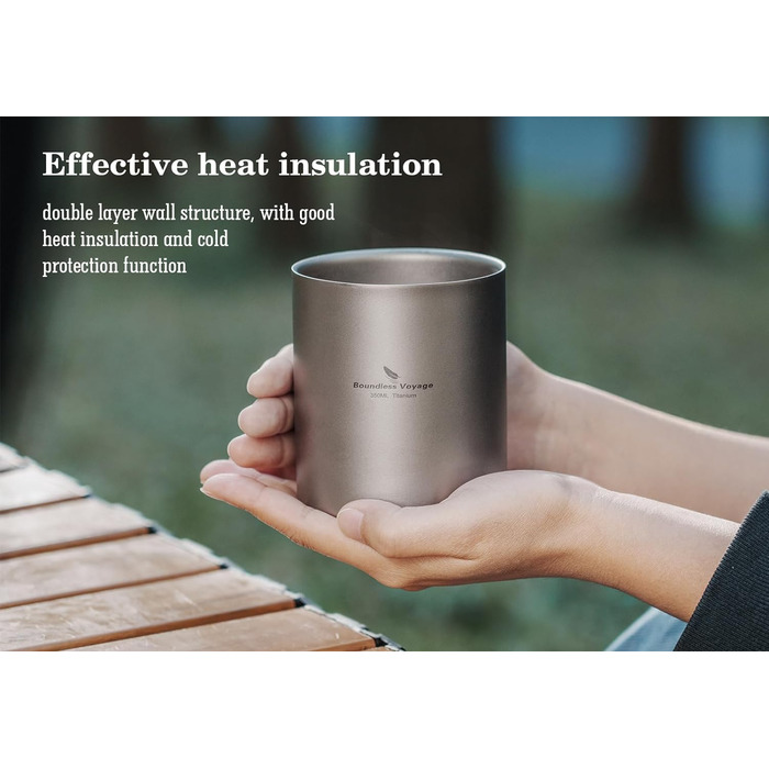 Титановая чайная чашка с двойными стенками 350 мл iBasingo