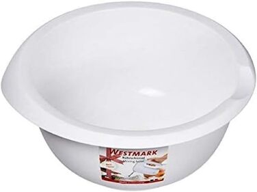 Миска для випічки Westmark 3,5 л - з носиком - кришка з двох частин - миска для змішування без бісфенолу А, нековзна та придатна для миття в посудомийній машині (червона/біла) (біла, без кришки)