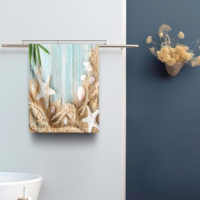 Різдвяні кухонні рушники Kwlegh, рушник для рук, різдвяна ялинка, цукерка-тростина, сніжинка, рушник для пальців, набір з 2 шт. , милий чоловічий банний рушник, високопоглинаючі рушники, 36 шт. (пляжні мушлі)