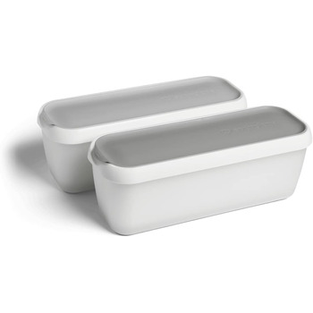 Набір з 2 контейнерів для морозива для морозива 1 л, контейнери для зберігання, контейнери для морозильної камери, контейнери для льоду без бісфенолу А харчового класу (сірий порційний контейнер)