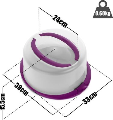 Контейнер для тортов переносной ‎38 x 33 x 15,5 см, фиолетовый BigDean