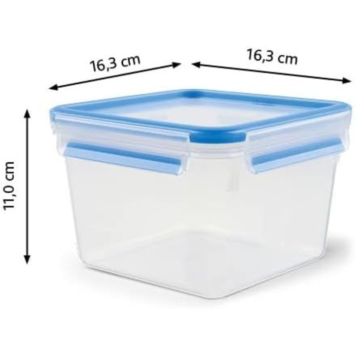 Набір контейнерів для зберігання продуктів EMSA Clip & Close, прямокутні, 5 x 0,8 л, коробки для зберігання, 100 герметичні, придатні для миття в посудомийній машині, морозильної камери та мікрохвильової печі, прозорі, сині, зроблені в Німеччині, N10307 (
