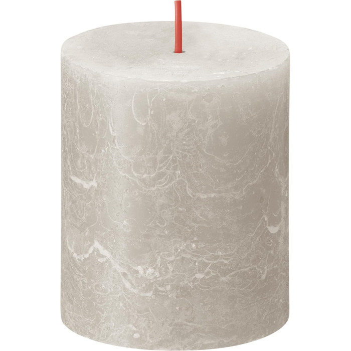 Свічки Bolsius Rustic Pillar - Оливково-зелені - Набір з 4 шт. - Декоративні побутові свічки - Час горіння 60 годин - Без запаху - Натуральний рослинний віск - Без пальмової олії - Оливково-зелені (8 x 7 см, світло-сірі)