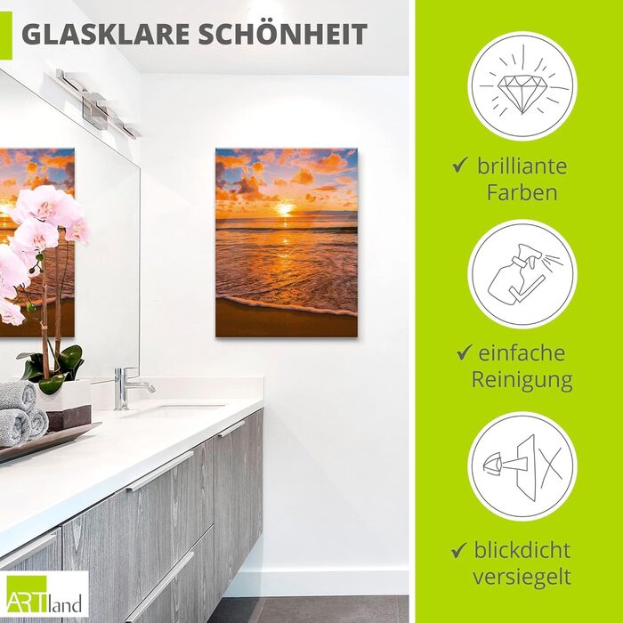 Настінний декор скляні картини настінна картина скляна картина цільна 40x40 см квадрат пляж море сонце карибський пейзаж узбережжя схід сонця морський S7LE (Тропічний пляж, 80Д x 60Ш см)