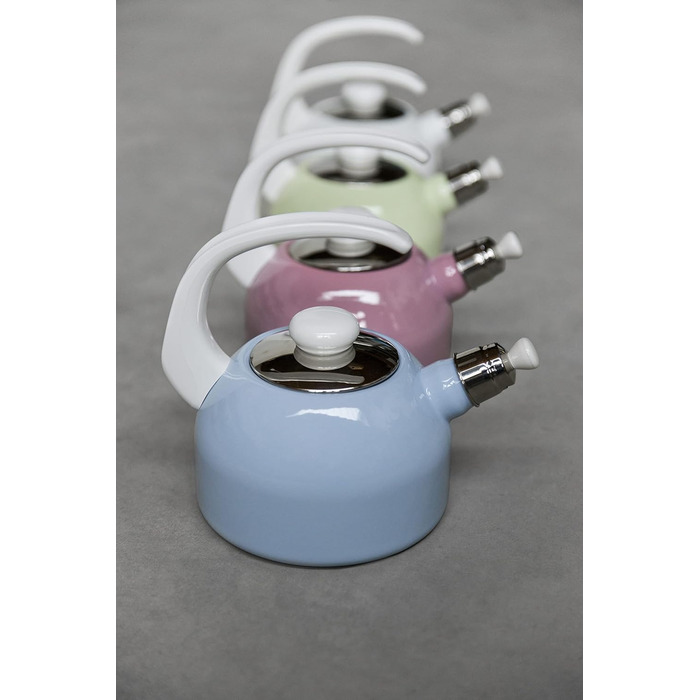 Чайник-флейта Plus, CLASSIC - КОЛІР діаметр 18 см, висота 21,7 см, ємність 2 літри, емаль, 3-х кратний емальований, /чорний, індукційний (25,5 см, білий), 0543-020